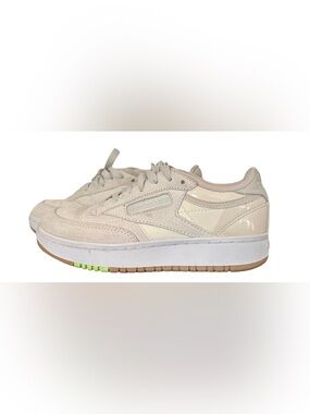 Reebok Club C-85 Low-Top Sneaker in Eggshell with Lime Accent